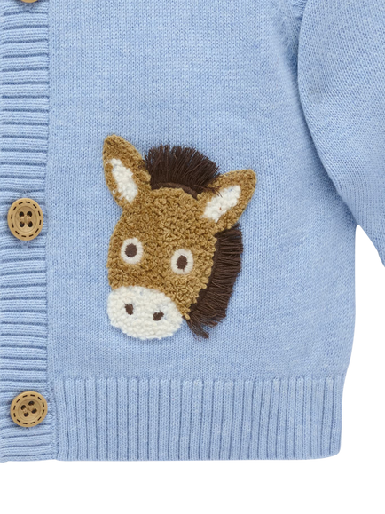 Purebaby Baby Cotton Fiesta Friends Cardigan, Caribbean Melange - view 2, Caribbean Melange