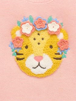 Purebaby Baby Frida Cotton Embroidered Jumper, Guava Melange - view 2, Guava Melange