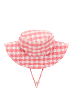 Purebaby Baby Broad Brim Swim Hat, Pomegranate Gingham, Pomegranate Gingham
