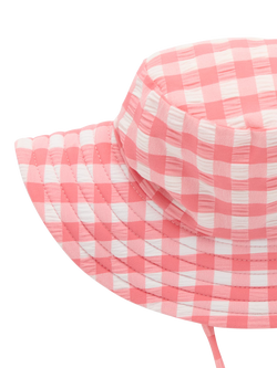 Purebaby Baby Broad Brim Swim Hat, Pomegranate Gingham - view 2, Pomegranate Gingham