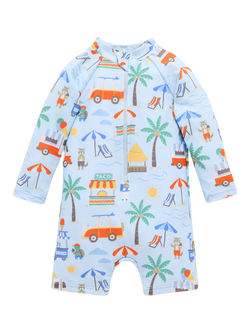 Purebaby Baby Long Sleeve Rash Sunsuit, Cancun Print, Cancun Print