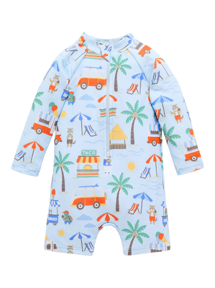 Purebaby Baby Long Sleeve Rash Sunsuit, Cancun Print, Cancun Print
