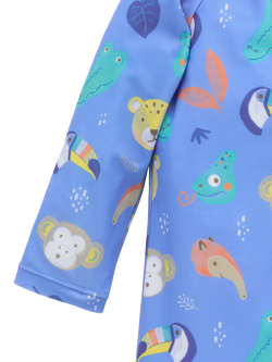Purebaby Baby Long Sleeve Rash Sunsuit, Jungle Faces - view 2, Jungle Faces