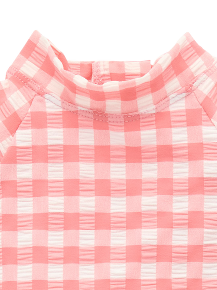 Purebaby Baby Long Sleeve Rash Vest & Swim Bottoms Set, Pomegranate - view 2, Pomegranate Gingham
