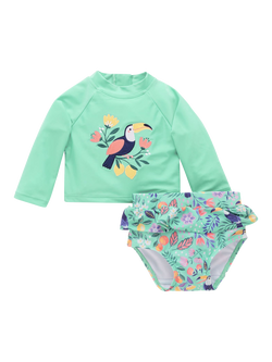 Purebaby Baby Long Sleeve Rash Vest & Swim Bottoms Set, Toucan Print, Toucan Print