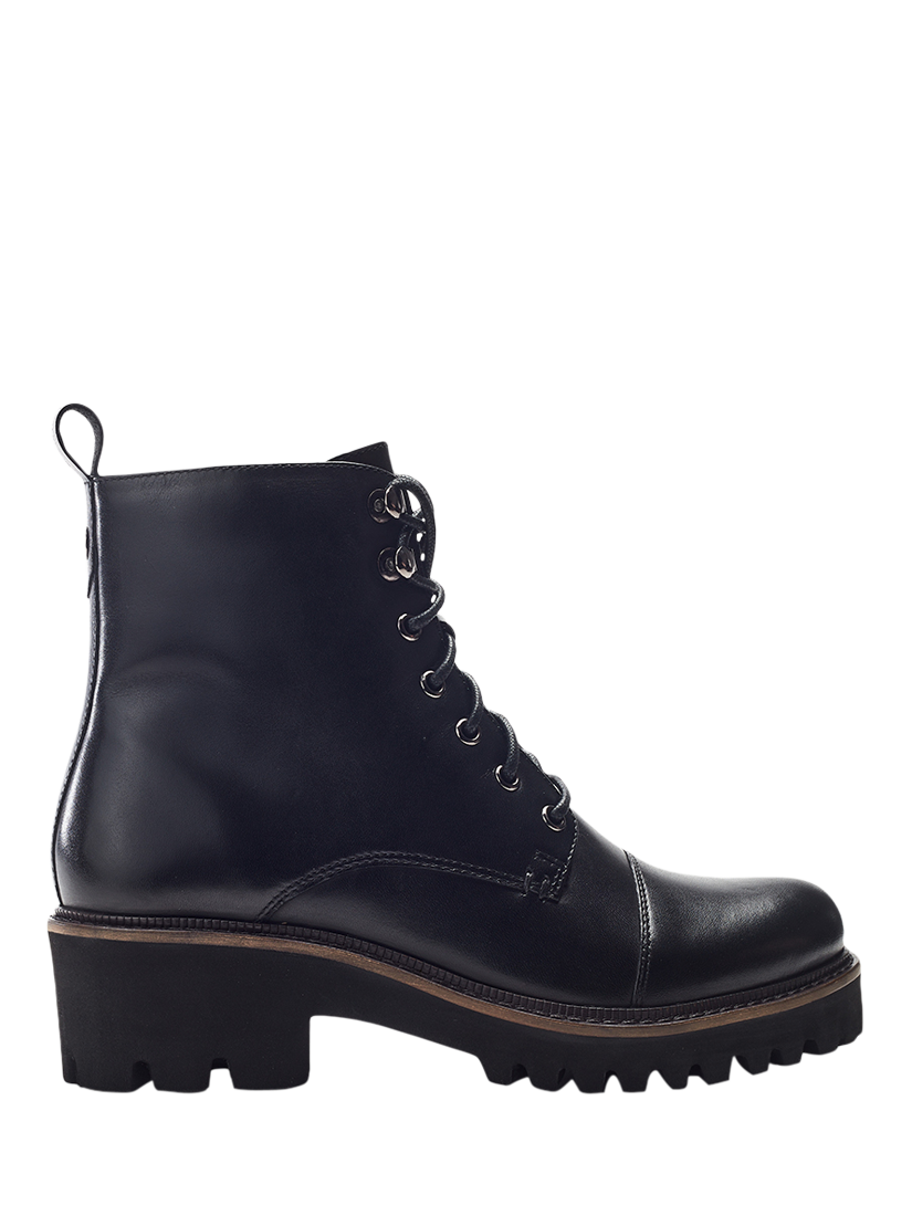 Product image 1 of 4, which shows Moda in Pelle Okari Leather Chunky Wedge Ankle Boots, Black, 3