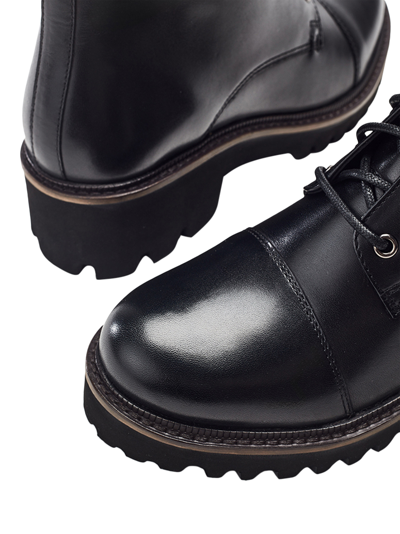 Product image 4 of 4, which shows Moda in Pelle Okari Leather Chunky Wedge Ankle Boots, Black, 3