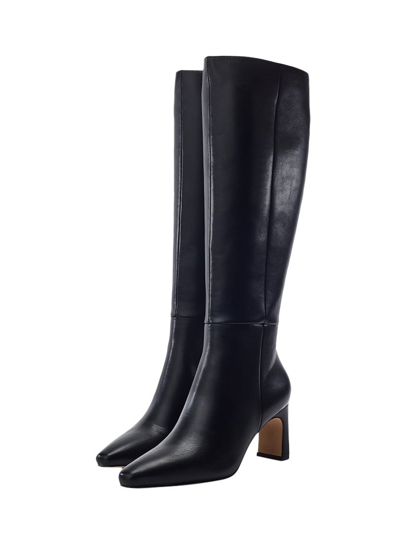 Product image 2 of 4, which shows Moda in Pelle Santi Square Toe Knee High Boots, Black, 3