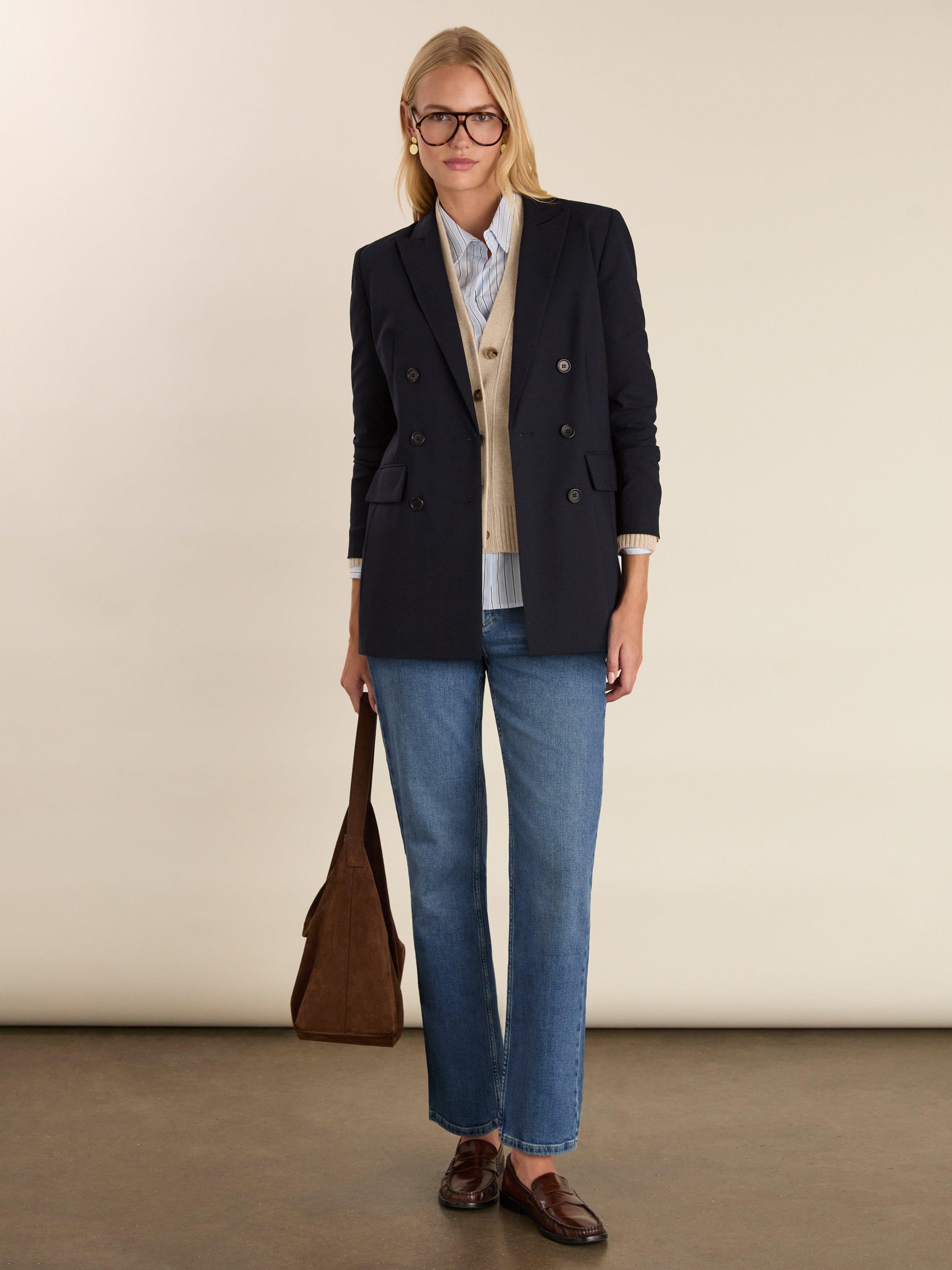 Product image 3 of 4, which shows Baukjen Ruth V-Neck Wool Rich Cardigan, Sand, 10