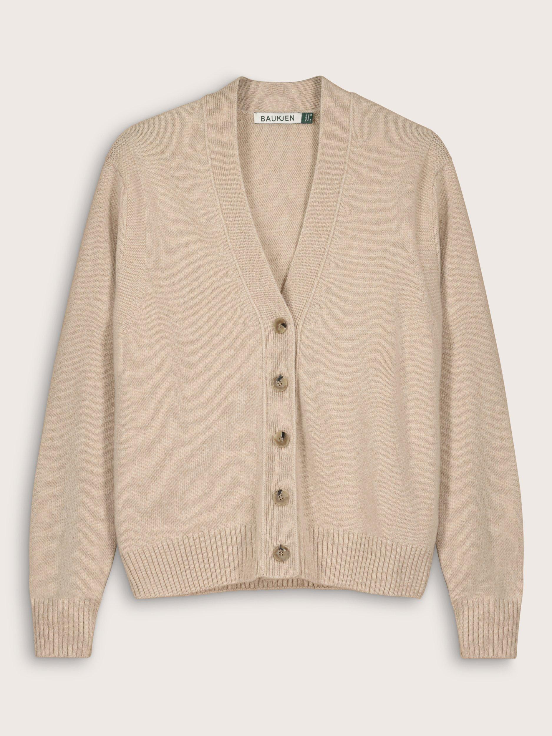 Product image 4 of 4, which shows Baukjen Ruth V-Neck Wool Rich Cardigan, Sand, 10