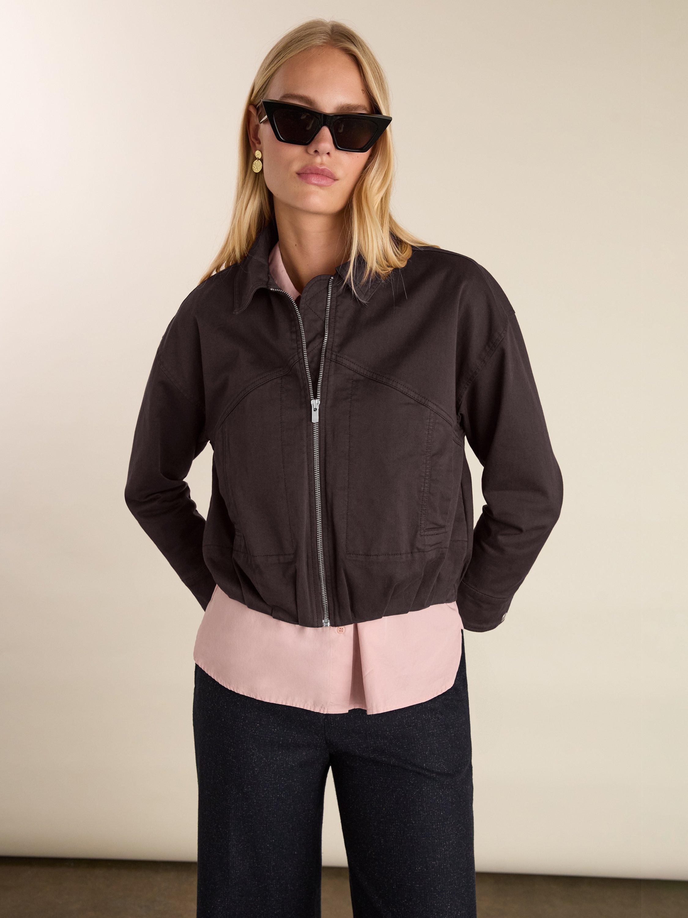 Product image 1 of 7, which shows Baukjen Esme Bomber Jacket, Dark Chocolate, 10