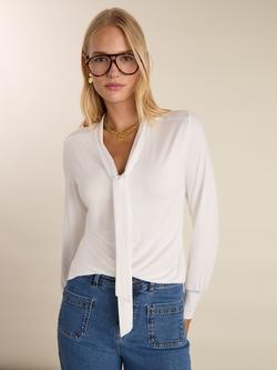 Baukjen Carina Tie Neck Blouse containing LENZING™ ECOVERO™ Viscose, Pure White, Pure White