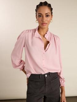 Baukjen Tara Frill Neck Blouse containing TENCEL™ Lyocell, Pastel Pink - view 2, Pastel Pink