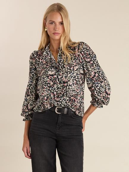 Baukjen Willow Abstract Blouse containing LENZING™ ECOVERO™ Viscose, Black/Multi - view 2, Black/Multi