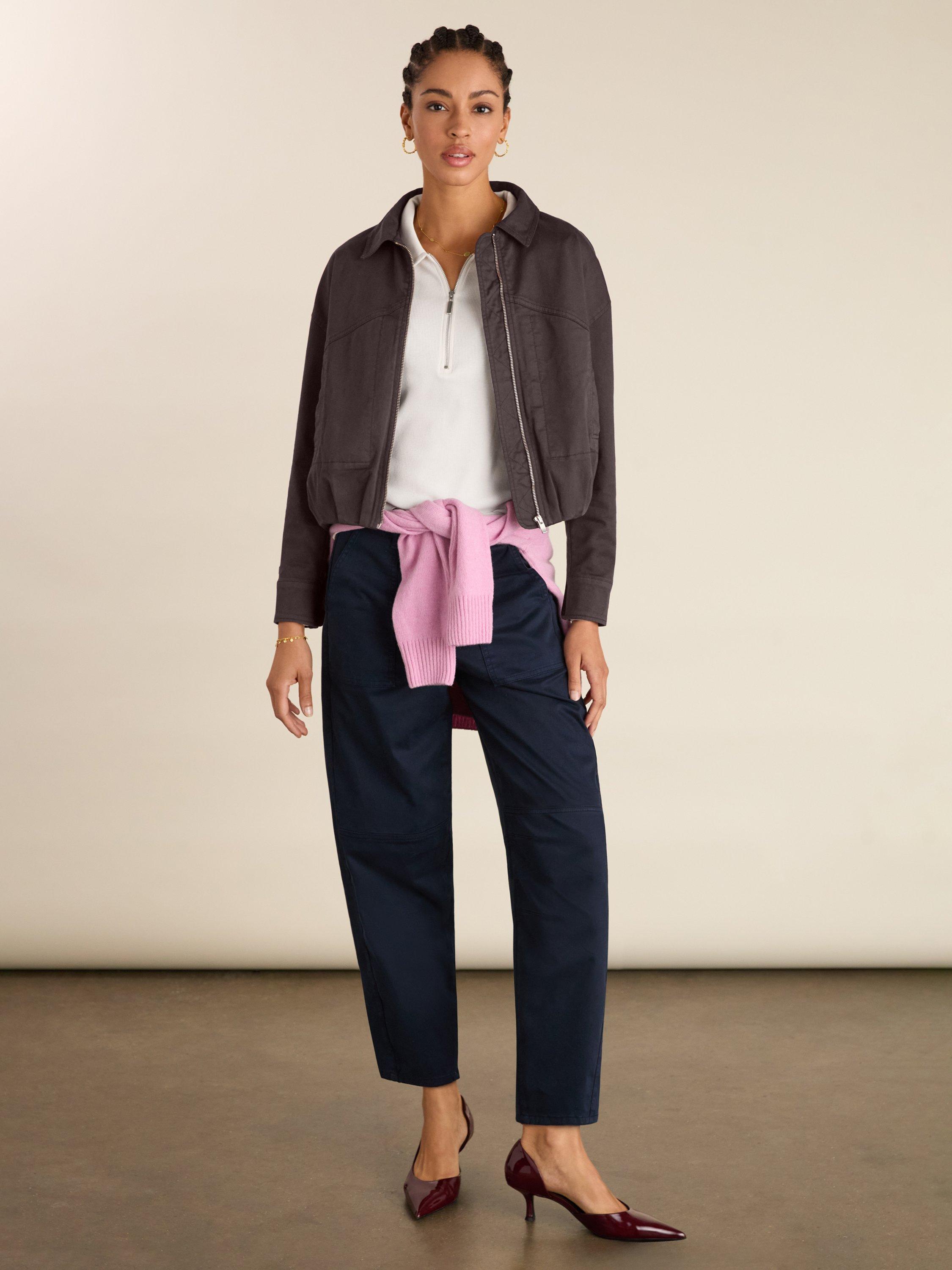 Product image 3 of 4, which shows Baukjen Zip Collar Jersey Top, Pure White, 10