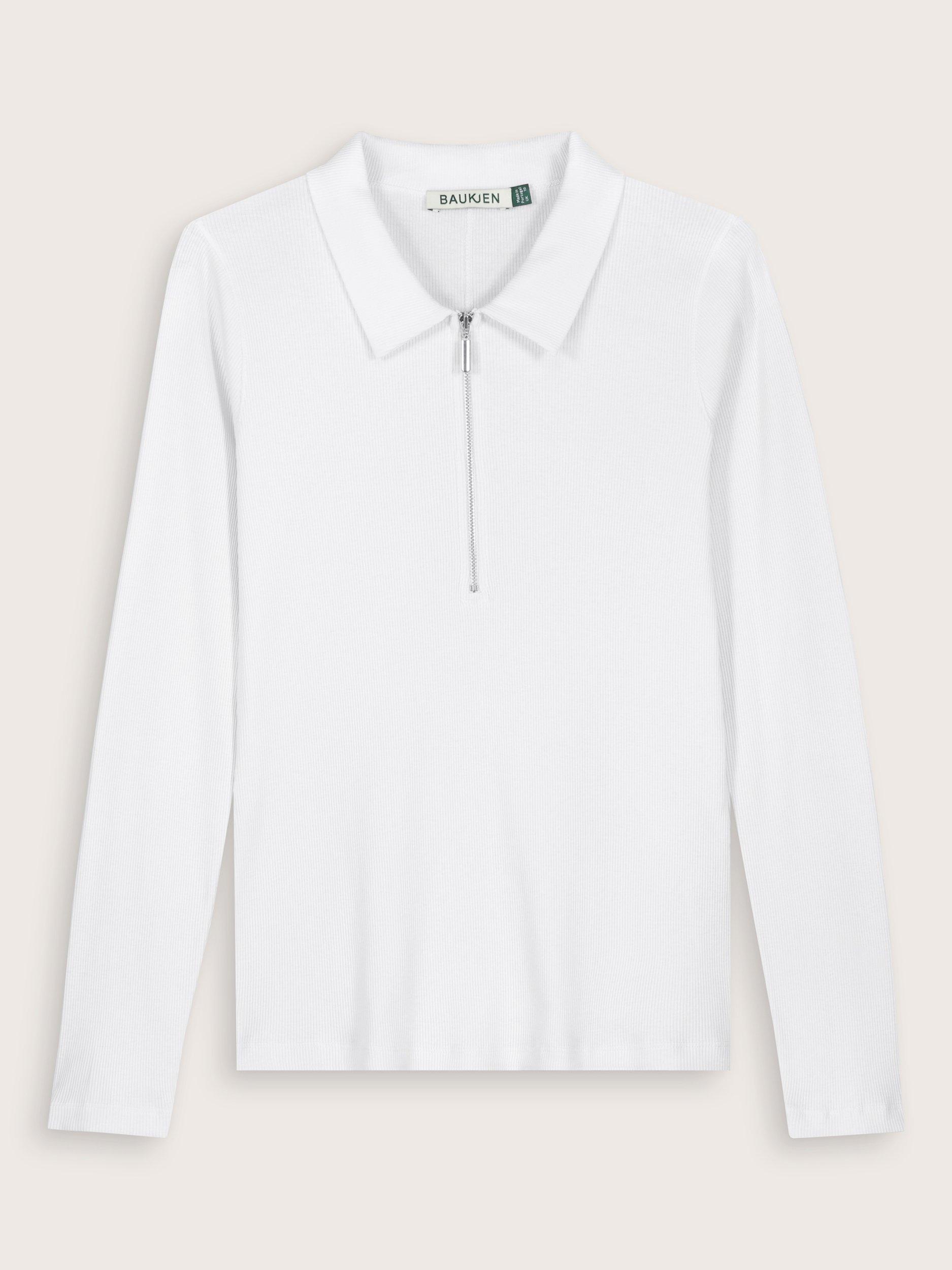 Product image 4 of 4, which shows Baukjen Zip Collar Jersey Top, Pure White, 10