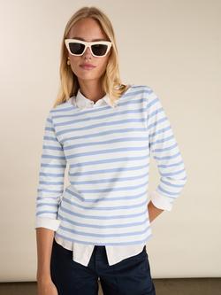 Baukjen Ashley Breton Stripe Top, Soft White/Ice Blue, Soft White/Ice Blue