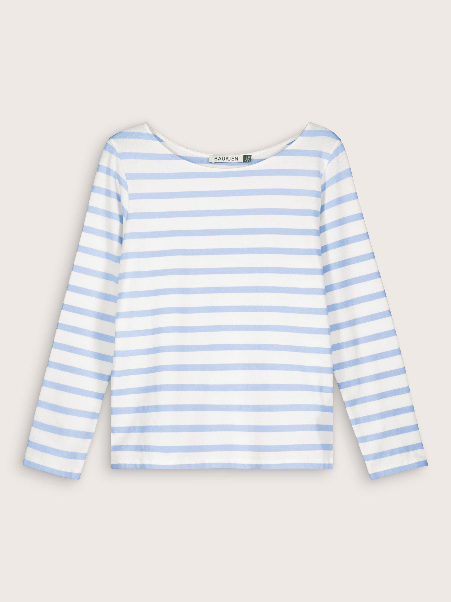 Product image 4 of 4, which shows Baukjen Ashley Breton Stripe Top, Soft White/Ice Blue, 10
