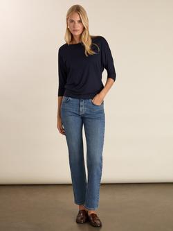 Baukjen Spenser Boat Neck Top containing LENZING™ ECOVERO™ Viscose, Classic Navy - view 2, Classic Navy