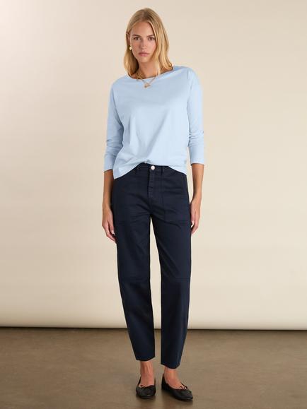 Baukjen Amelia Barrel Leg Cargo Trousers, French Navy, French Navy