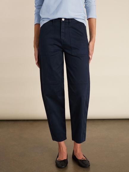 Baukjen Amelia Barrel Leg Cargo Trousers, French Navy - view 2, French Navy