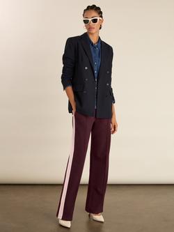 Baukjen Lisa Side Stripe Trousers containing LENZING™ ECOVERO™ Viscose, Plum/Pink/White, Plum/Pink/White