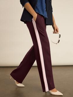 Baukjen Lisa Side Stripe Trousers containing LENZING™ ECOVERO™ Viscose, Plum/Pink/White - view 2, Plum/Pink/White