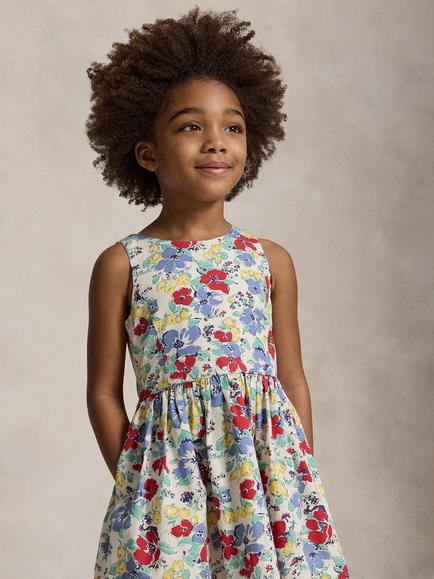 Ralph Lauren Kids' Fit & Flare Linnea Floral Dress, Blue Multi - view 2, Blue Multi