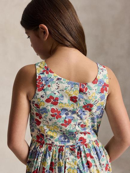 Ralph Lauren Kids' Fit & Flare Floral Dress, Blue Multi - view 2, Blue Multi