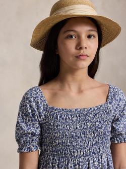 Polo Ralph Lauren Kids' Cotton Short Sleeved Blueberry Fields Dress, Blue Multi - view 2, Blue Multi