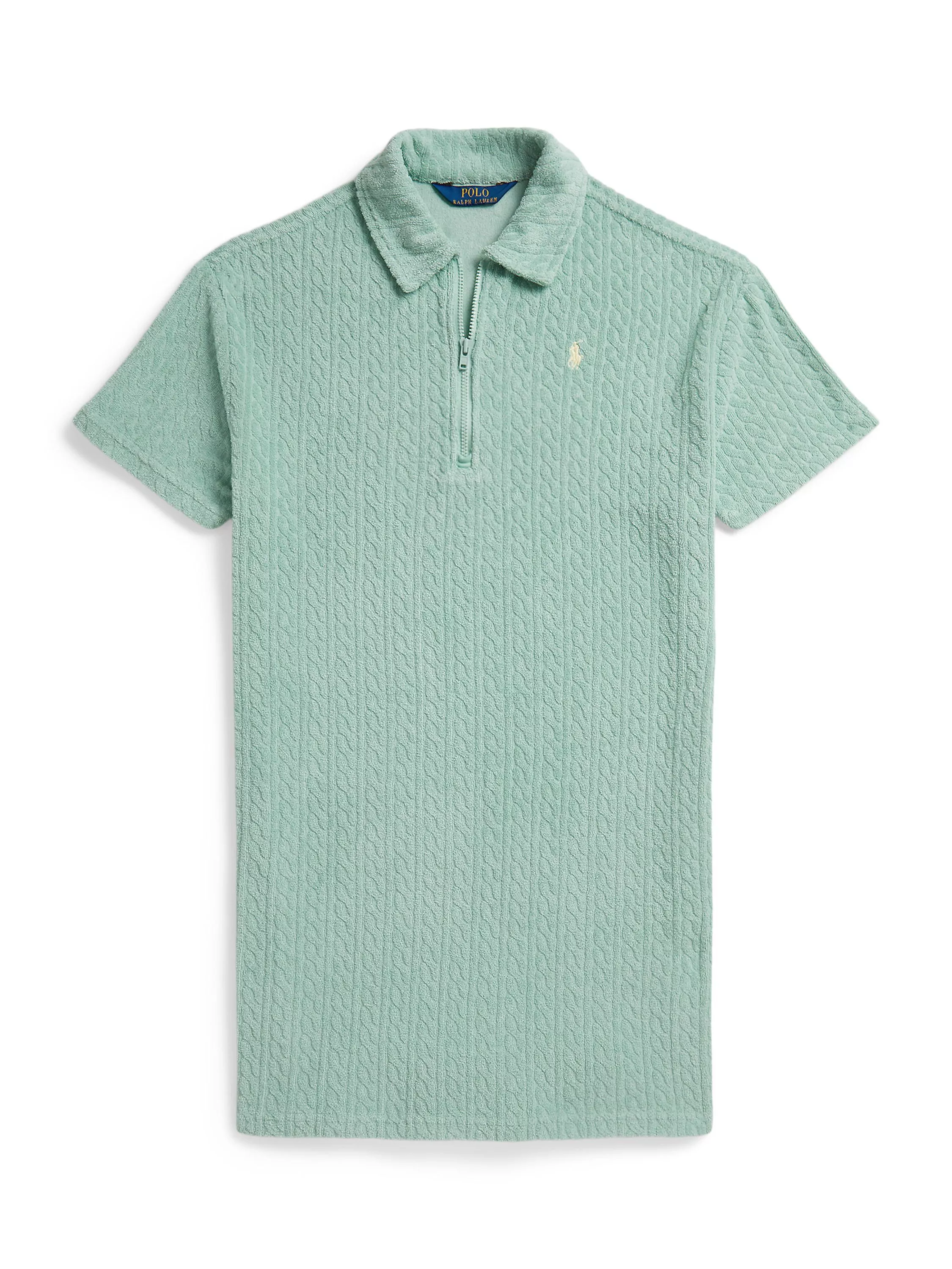Polo Ralph Lauren Kids' Zip Neck Towelling Shirt Dress, Green