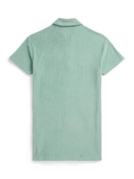 Polo Ralph Lauren Kids' Zip Neck Towelling Shirt Dress, Green - view 2, Green