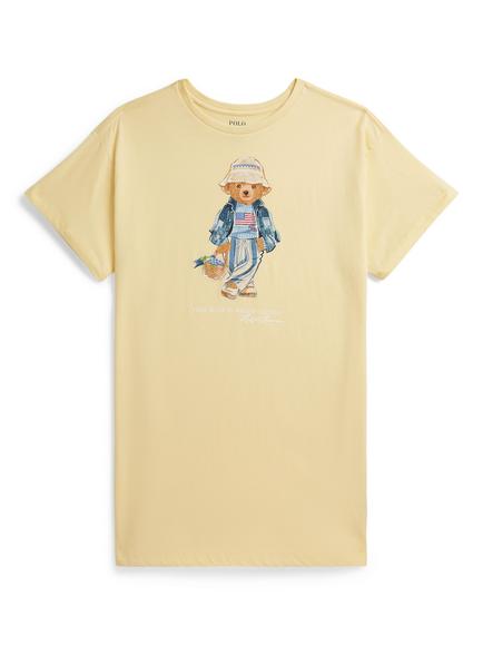 Ralph Lauren Kids' Polo Bear T-Shirt Dress, Yellow, Yellow