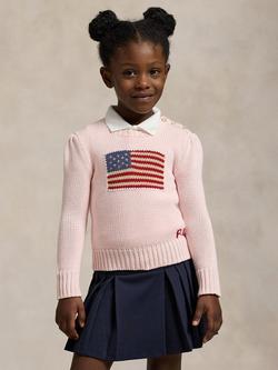 Ralph Lauren Kids' Cotton American Flag Jumper, Acacia Pink, Acacia Pink