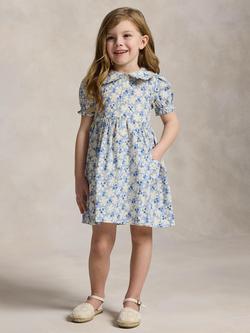 Polo Ralph Lauren Kids' Cotton Woven Blueberry Floral Shirt Dress, Blue, Multi