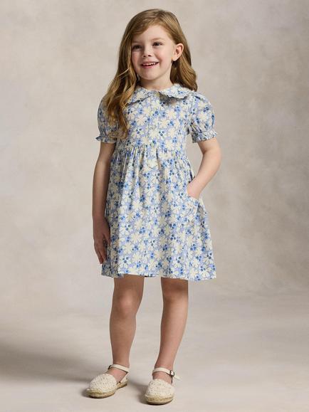 Polo Ralph Lauren Kids' Cotton Woven Blueberry Floral Shirt Dress, Blue, Multi