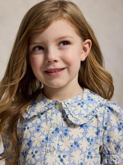 Polo Ralph Lauren Kids' Cotton Woven Blueberry Floral Shirt Dress, Blue - view 2, Multi