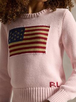Ralph Lauren Kids' Cotton American Flag Jumper,  Acacia Pink - view 2, Acacia Pink