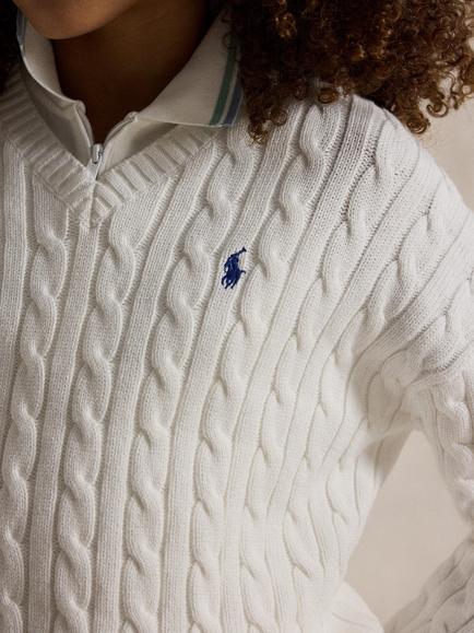 Ralph Lauren Pure Cotton Cable Knit Jumper, White - view 2, White