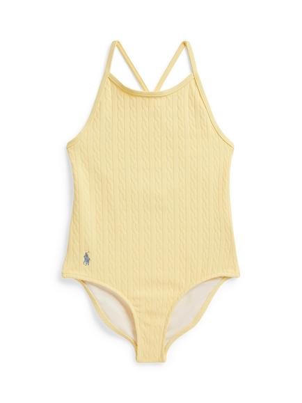 Ralph Lauren Kids' Hipster Jacquard Swimsuit, Yellow, Yellow