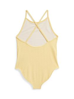 Ralph Lauren Kids' Hipster Jacquard Swimsuit, Yellow - view 2, Yellow