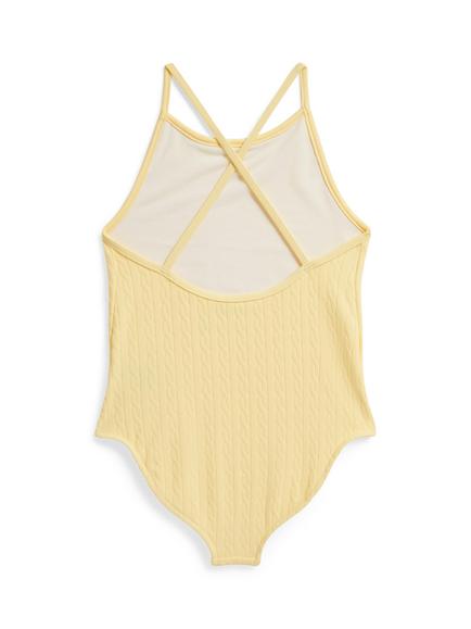 Ralph Lauren Kids' Hipster Jacquard Swimsuit, Yellow - view 2, Yellow