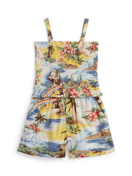 Ralph Lauren Kids' Surfing Tropical Print Smocked Top and Shorts Set, Multi, Multi