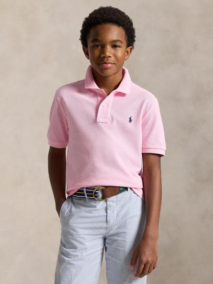 Ralph Lauren Kids' Pure Cotton Short Sleeved Polo Shirt, Pink, Pink