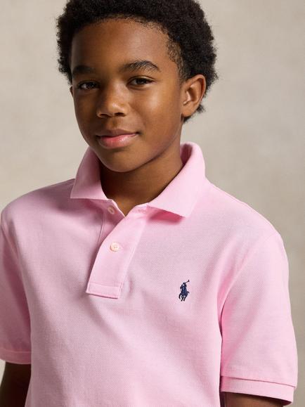Ralph Lauren Kids' Pure Cotton Short Sleeved Polo Shirt, Pink - view 2, Pink