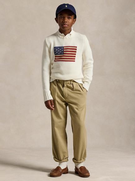 Ralph Lauren Kids' Cotton Flag Jumper, White - view 2, White