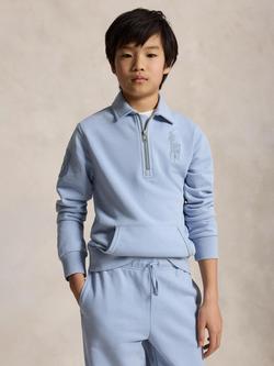 Polo Ralph Lauren Kids' Cotton Blend Quarter Zip Jumper, Estate Blue, Estate Blue