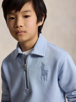 Polo Ralph Lauren Kids' Cotton Blend Quarter Zip Jumper, Estate Blue - view 2, Estate Blue