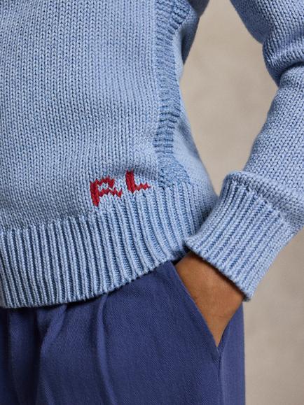 Ralph Lauren Kids' Iconic Flag Pullover Jumper, Blue - view 2, Blue