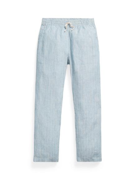 Ralph Lauren Kids' Lightweight Striped Linen Beach Trousers, Blue/White, Blu/Wht